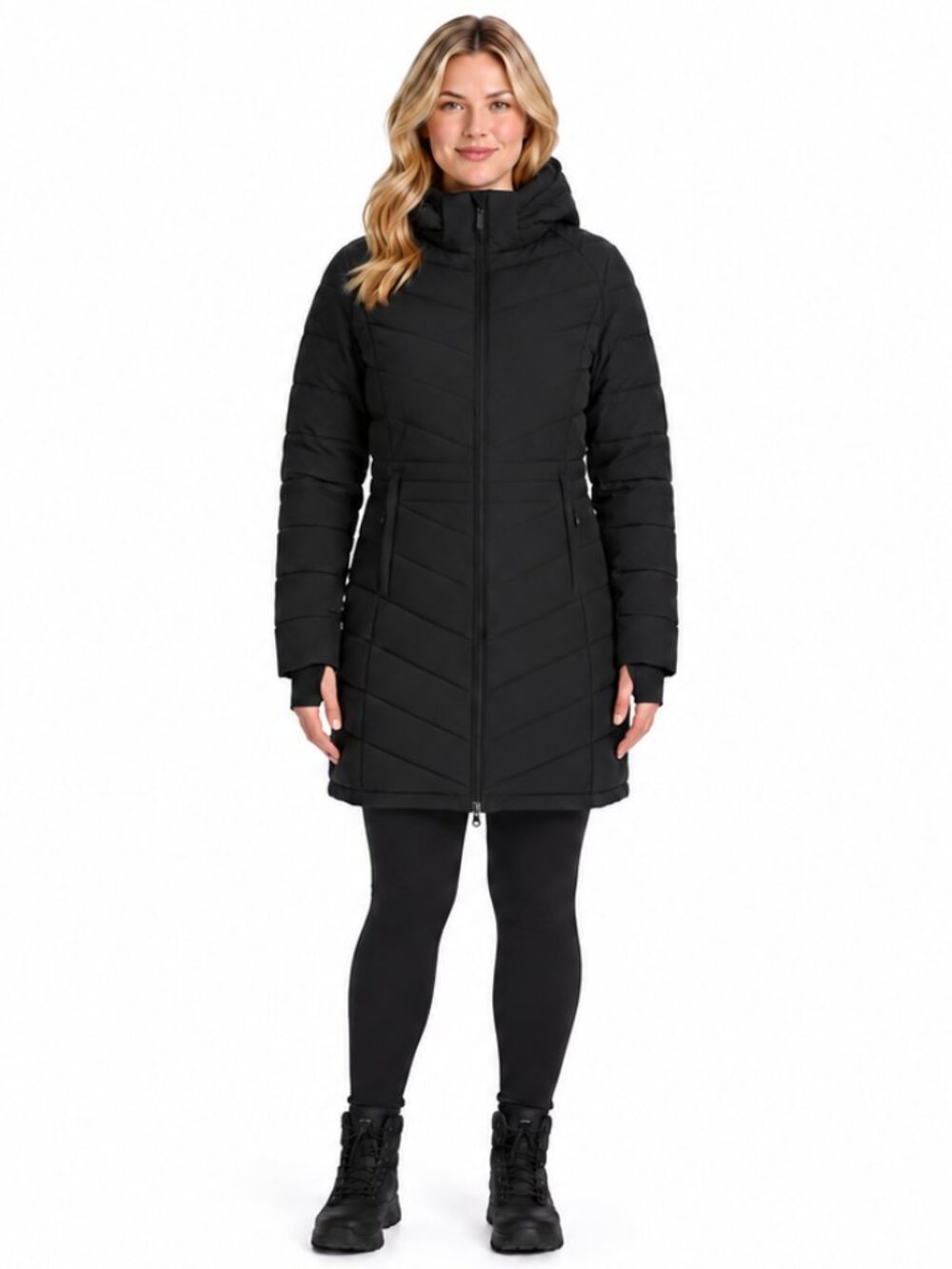 Lolë Women’s Long Packable Puffer Jacket XL Black PrimaLoft NWT